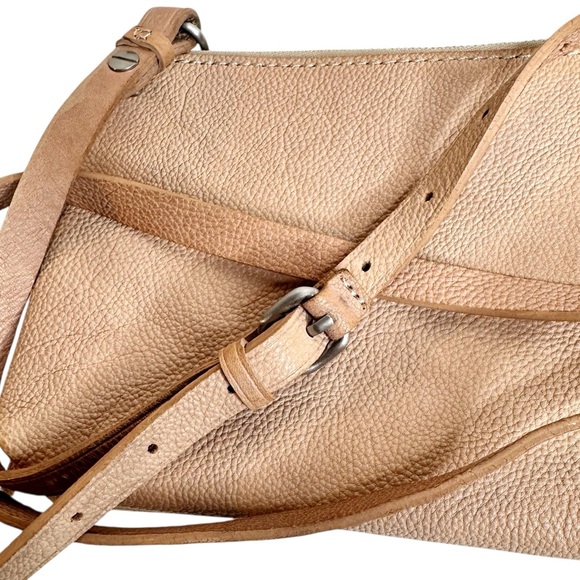 Madewell Twin Pouch Leather Crossbody Bag Washed Leather Light Tan Purse - Picture 7 of 16